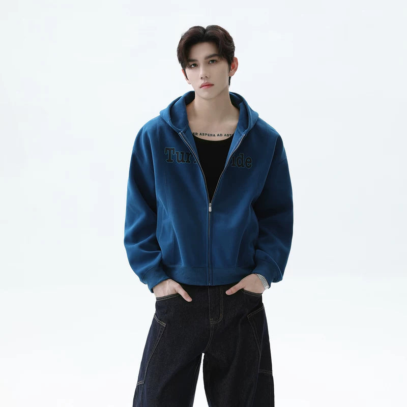 Zip-Up Hooded Sweatshirt Cardigan