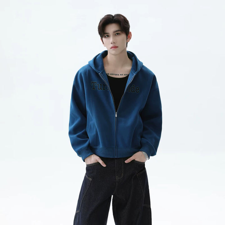 Zip-Up Hooded Sweatshirt Cardigan