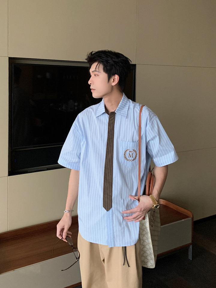 Short-sleeved Striped Shirt