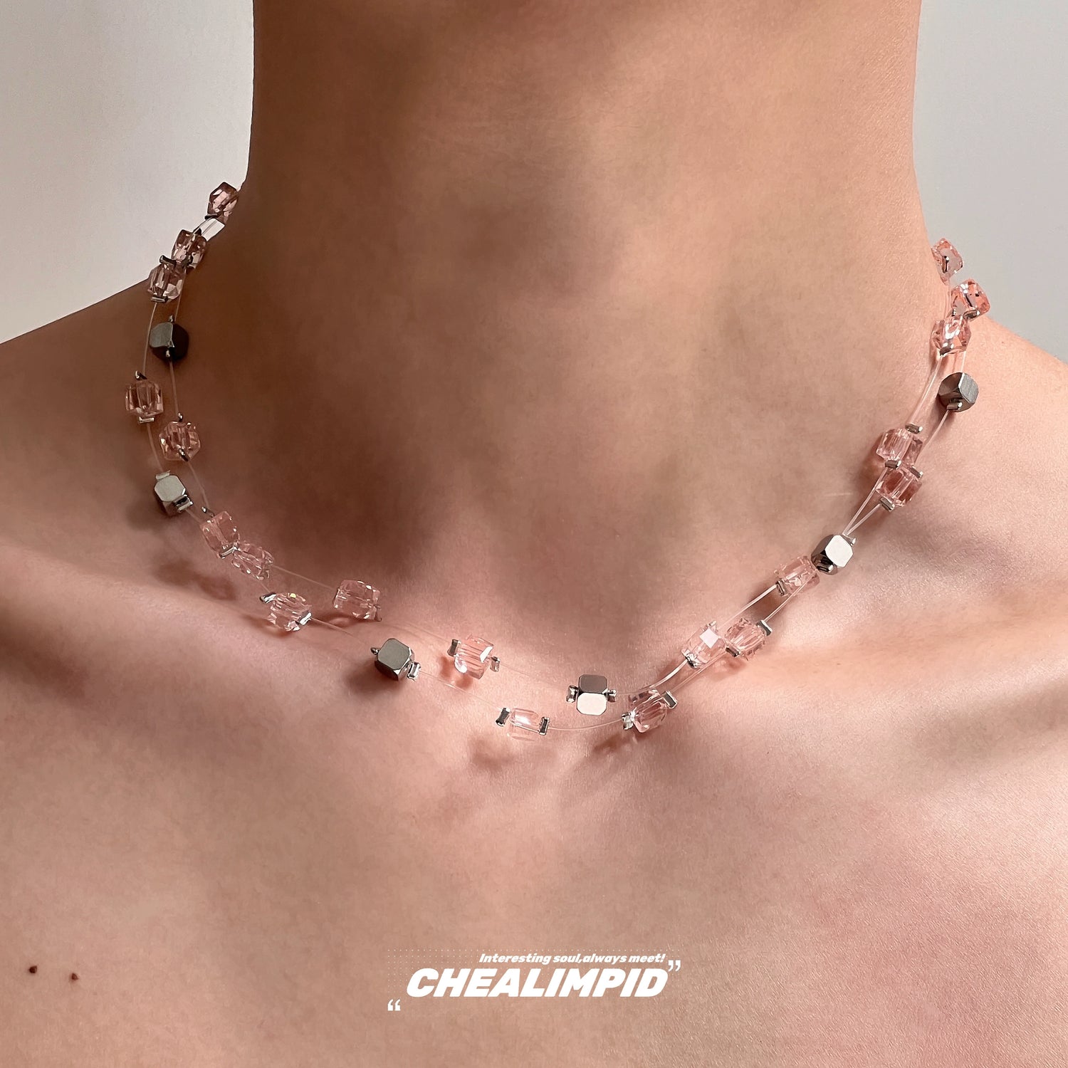 Double Layer Crystal Bead Clavicle Necklace