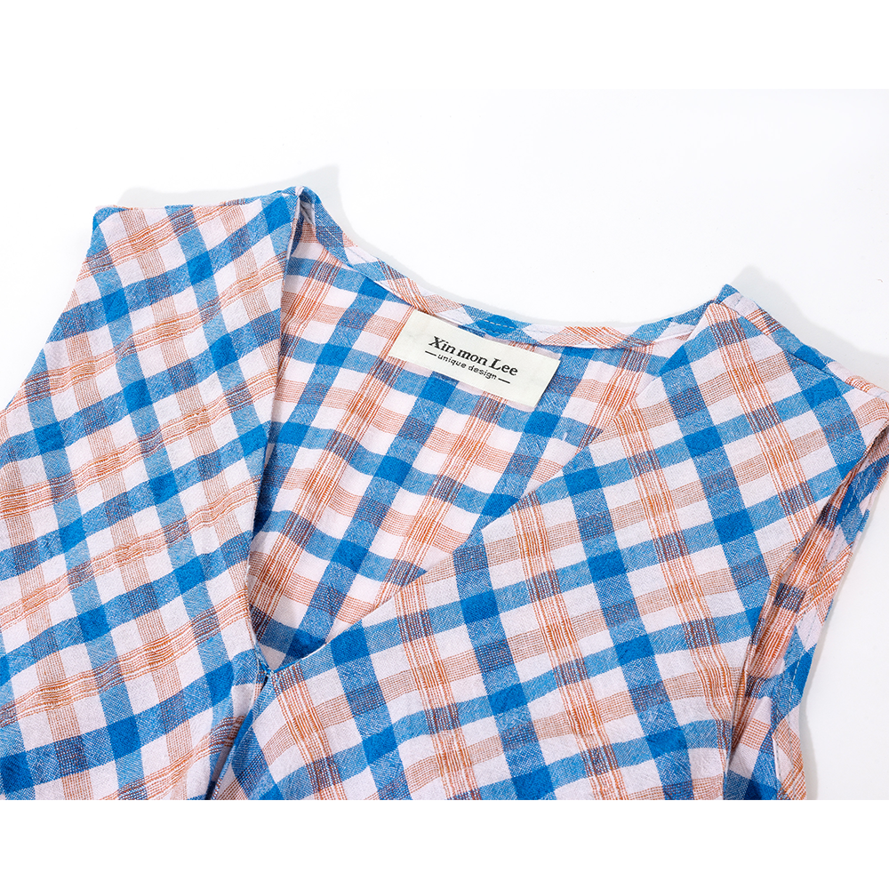Plaid Sleeveless Tie Waist Vest