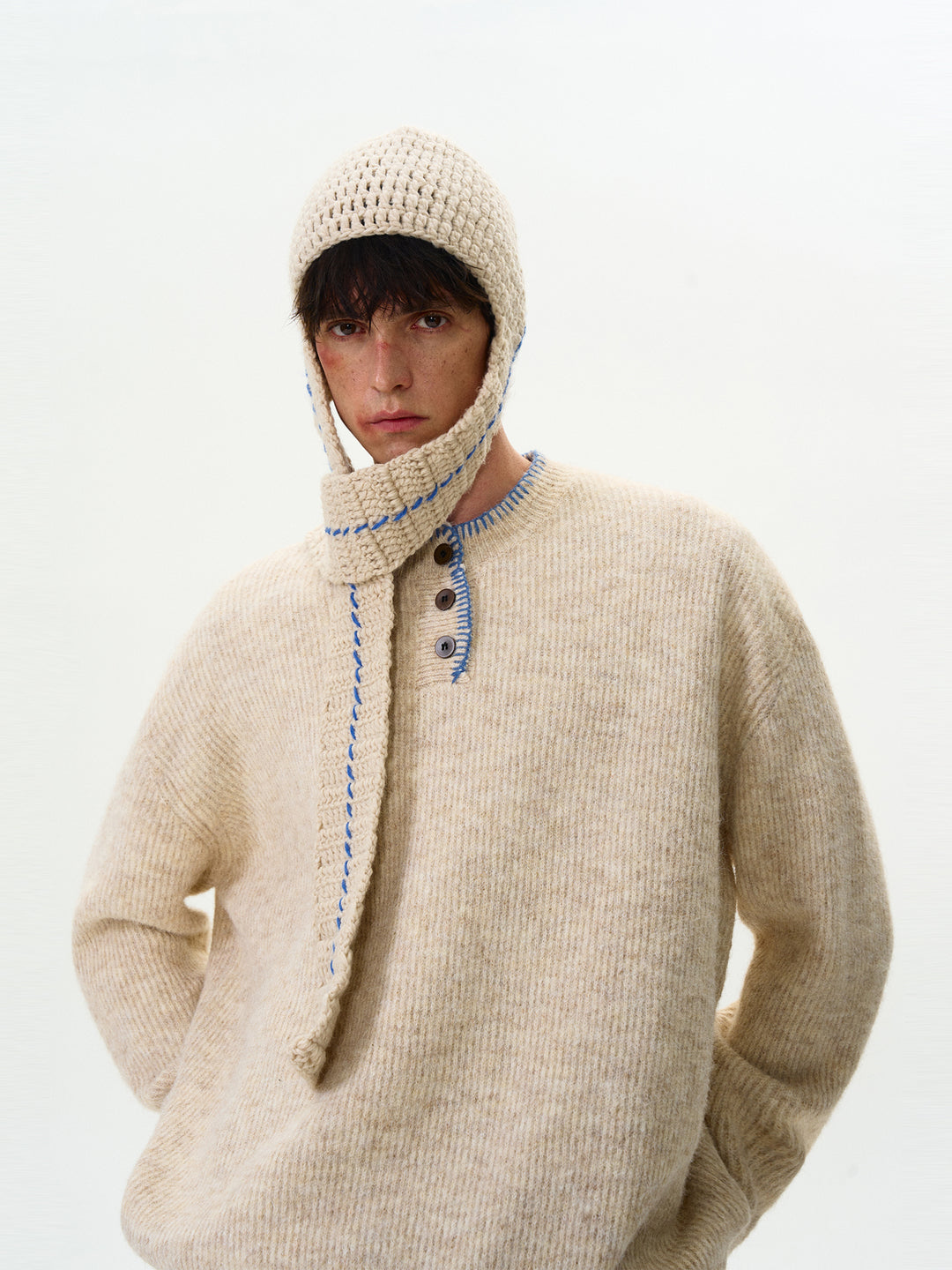 Retro Knit Henry Collar Sweater