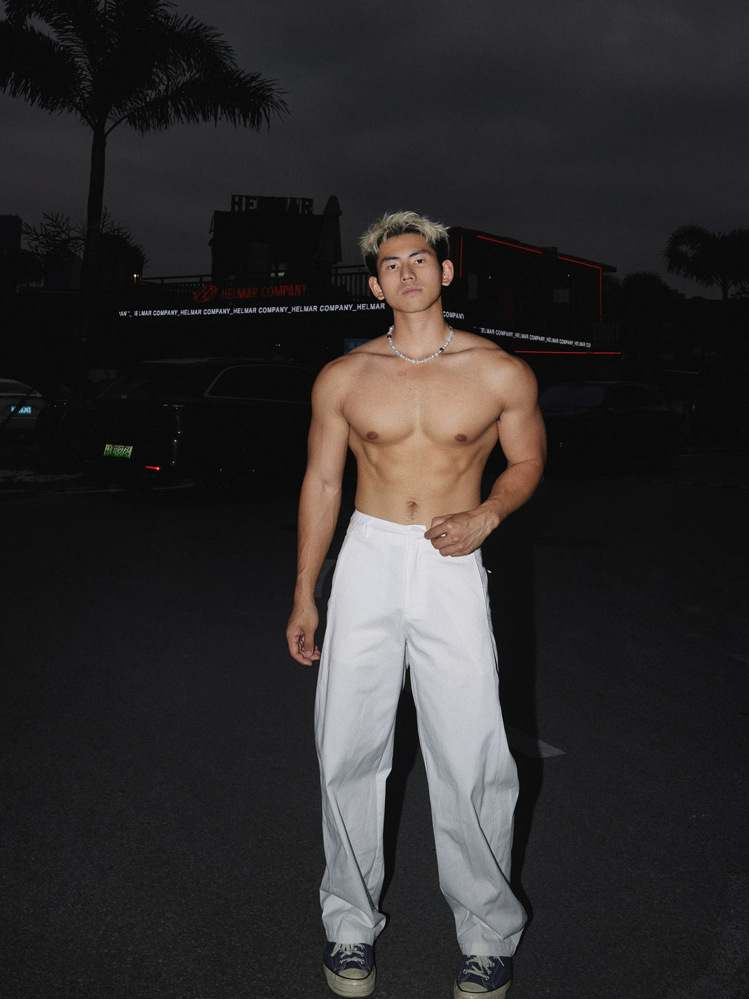 White Straight-leg Casual Pants