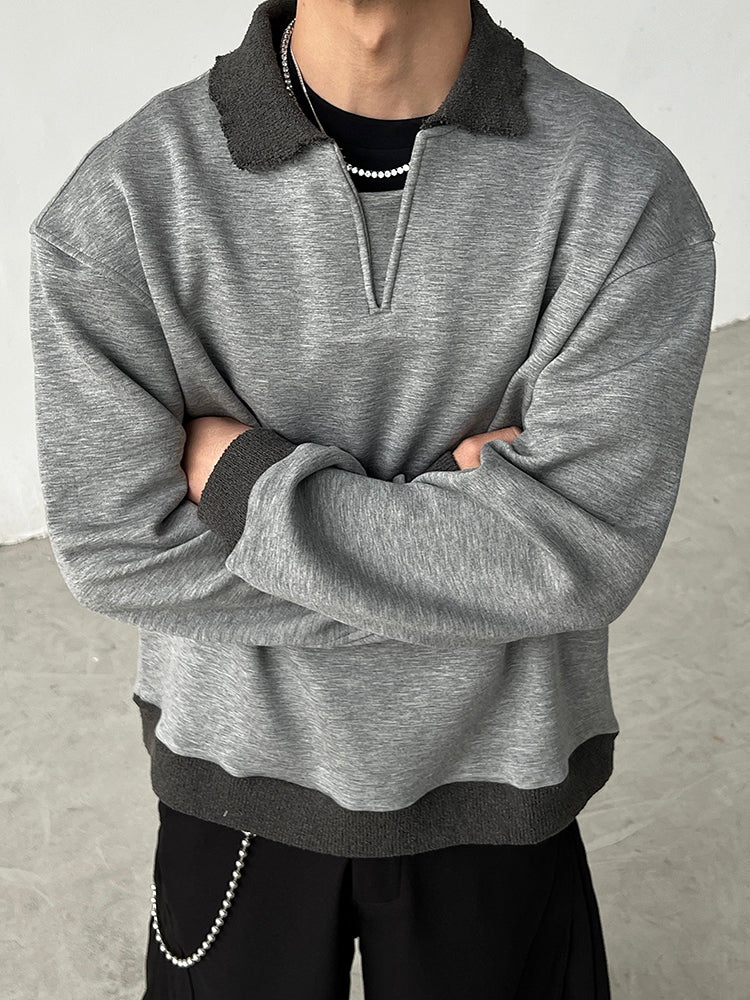Heavy Stitch Lapel Sweatshirt