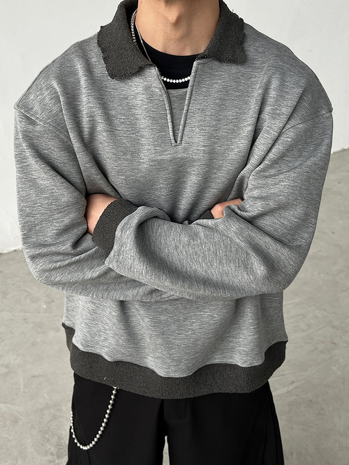 Heavy Stitch Lapel Sweatshirt