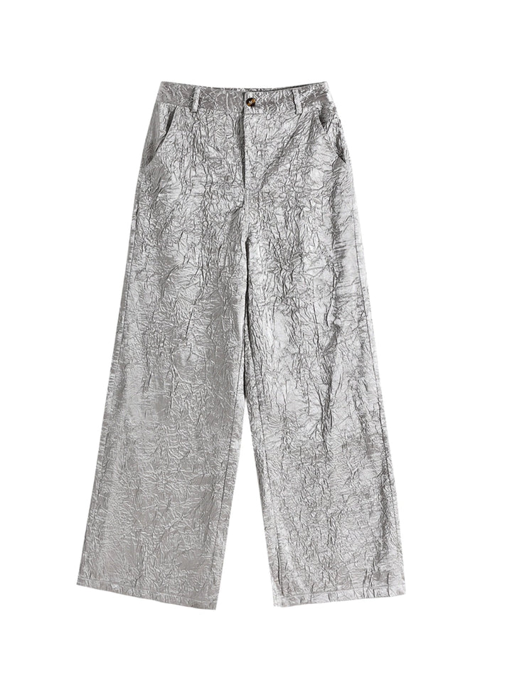 Pantalons larges à taille haute plissés 