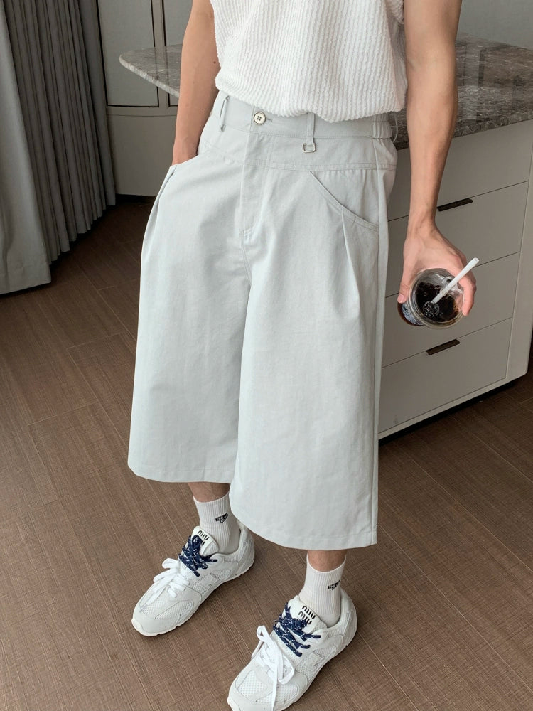 Wide-Leg Casual Knee-Length Shorts