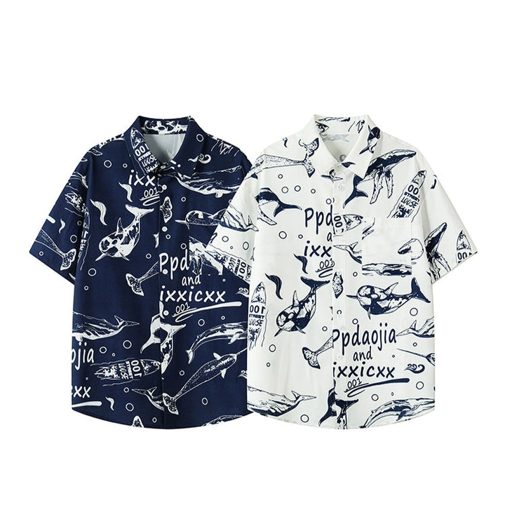Hawaiian Print Short Sleeve Beach Shirt