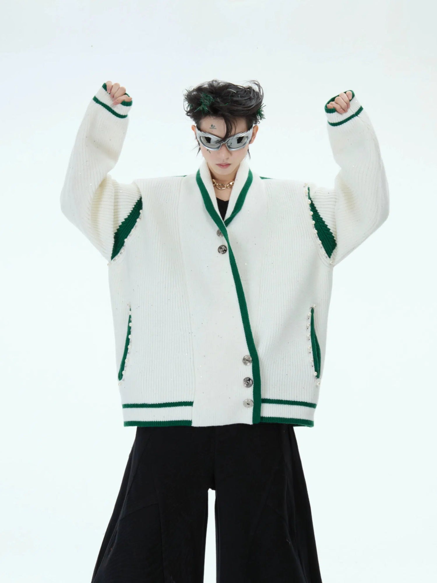 Slanted Button Knit Sweater