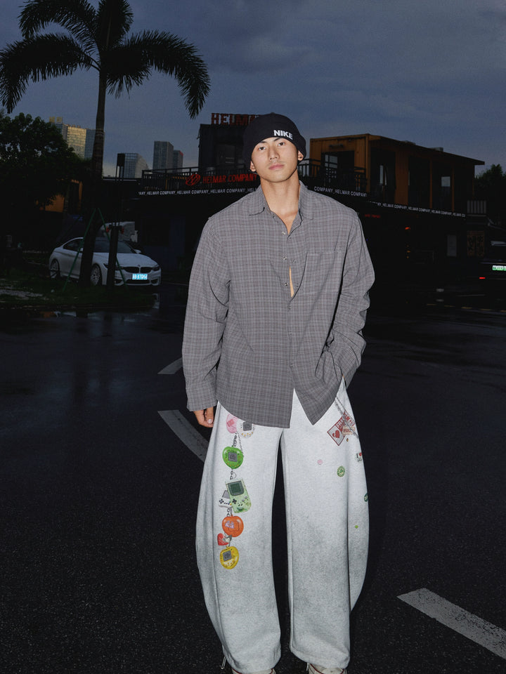 Håndmalede Graffiti Bred Ben Sweatpants 