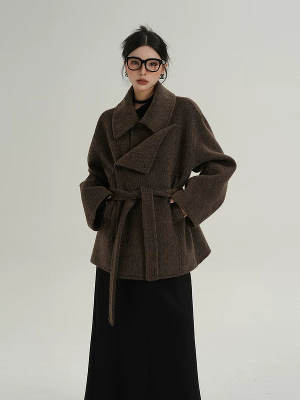 Belted Wool Wrap Coat for Winter