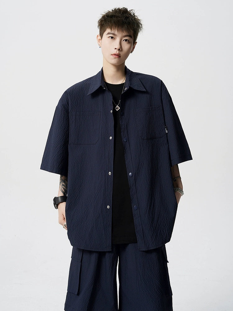 Seersucker Short Sleeve Shirt and Shorts Set