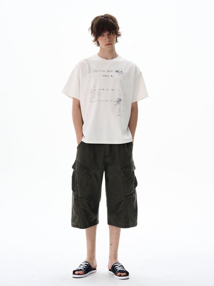 Pantalones cargo recortados con pliegues retro 