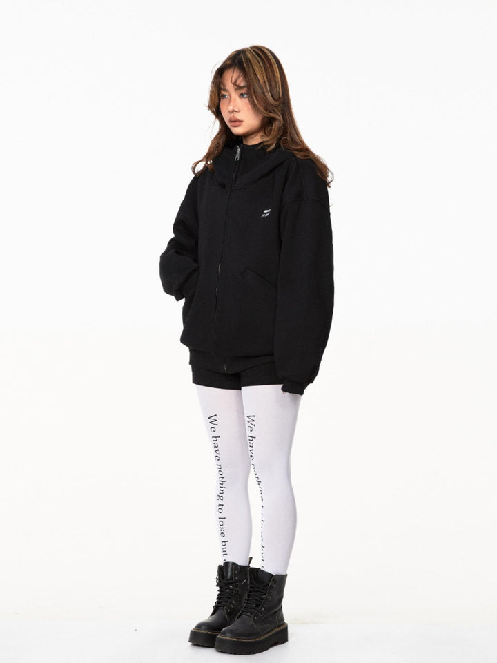 Retro High Collar Hooded Cardigan