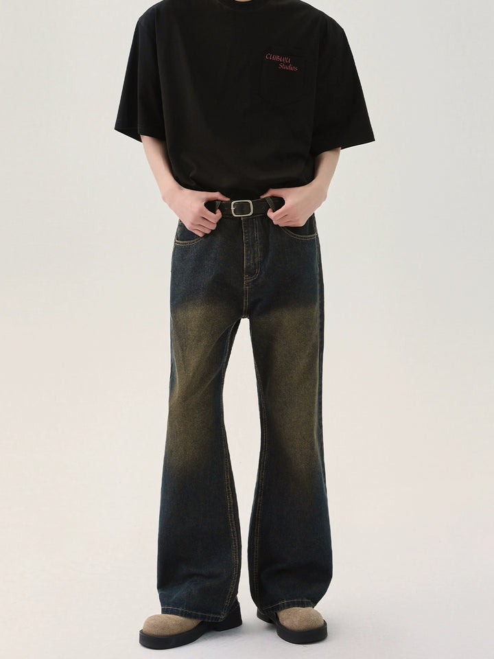 Jeans slim évasés rétro délavés 
