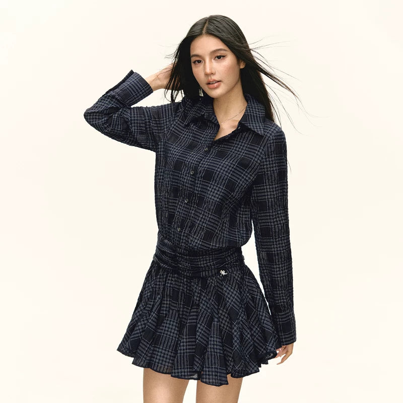 Robe sans manches à carreaux style rétro 