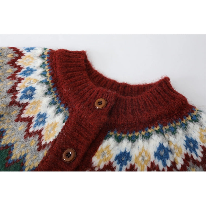 Fair Isle Knit Button Sweater