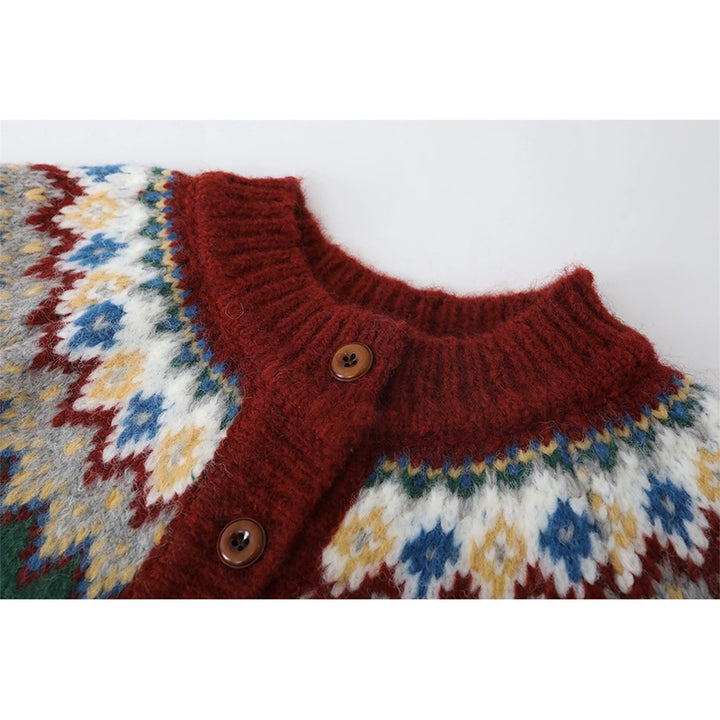 Fair Isle Knit Button Sweater