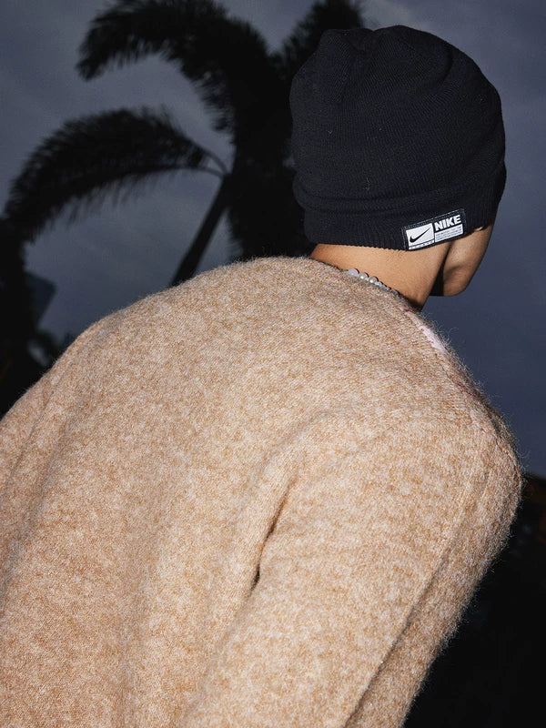 Pull en V en tricot polaire à motif losange 