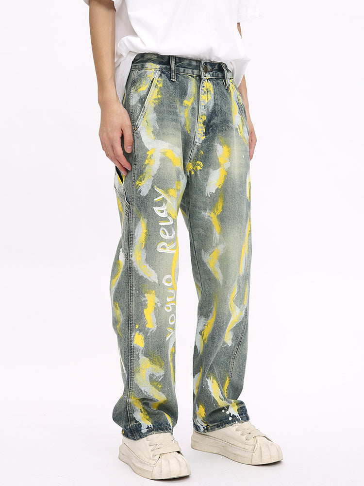 Graffiti Kunst Locker Gerade Jeans 