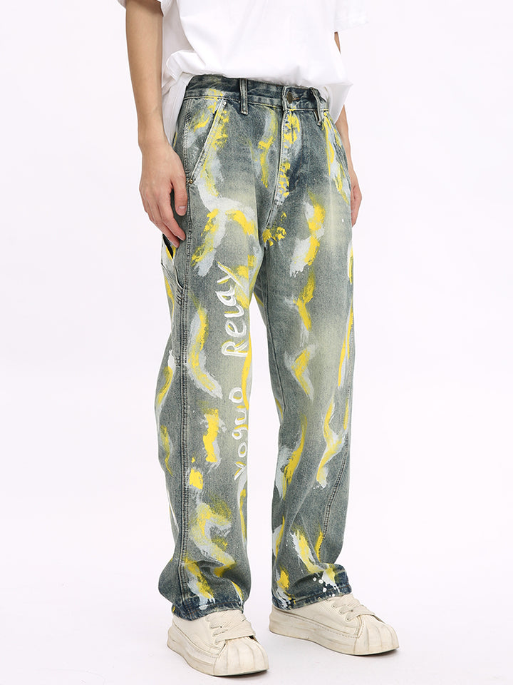 Graffiti Kunst Locker Gerade Jeans 