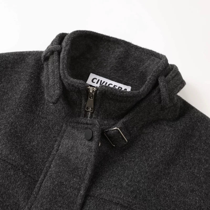 Retro Stand Collar Wool Blend Coat