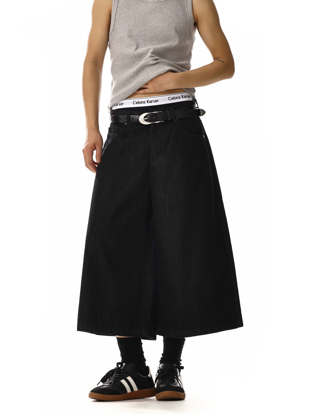 Minimalistische Losse Wijde Cropped Jeans 