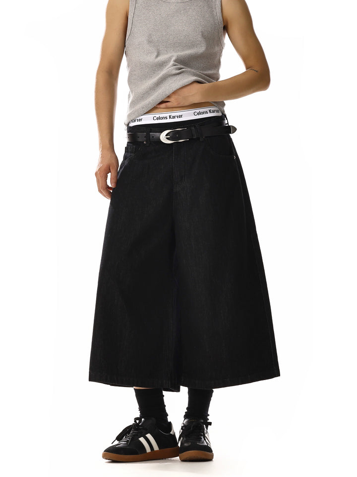 Minimalistische Losse Wijde Cropped Jeans 