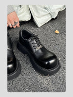 Leather Thick-Sole Derby Casual Shoes