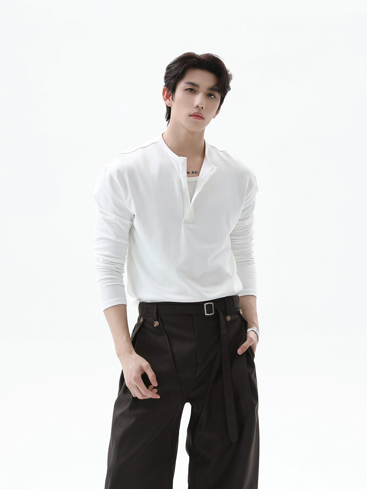 Henley Yaka Uzun Kollu Slim Kazak 