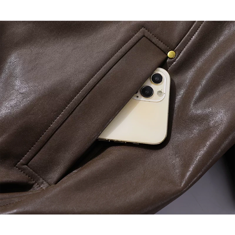 인조 가죽 양털 카라 플리스 안감 재킷 