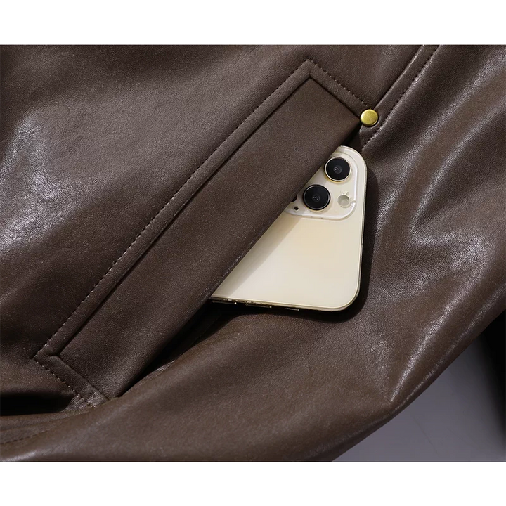 인조 가죽 양털 카라 플리스 안감 재킷 