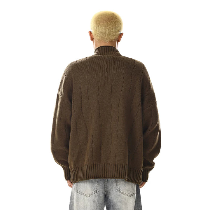 سترة كاردين سحاب مزخرفة من الصوف العتيق 