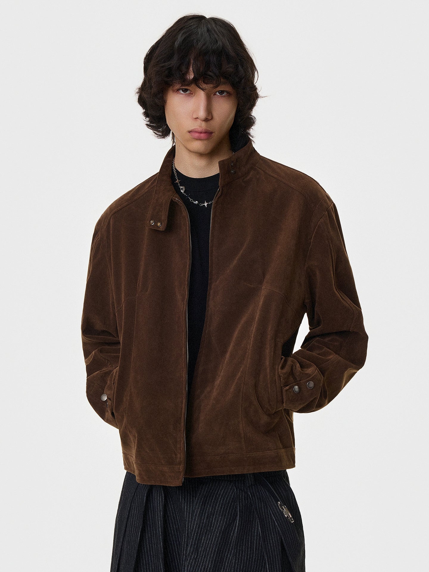 Yapısal Olmayan Süet Kısa Ceket 