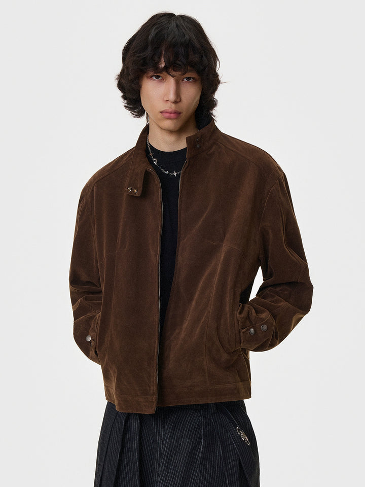 Deconstructed Faux Suede Short Jacket