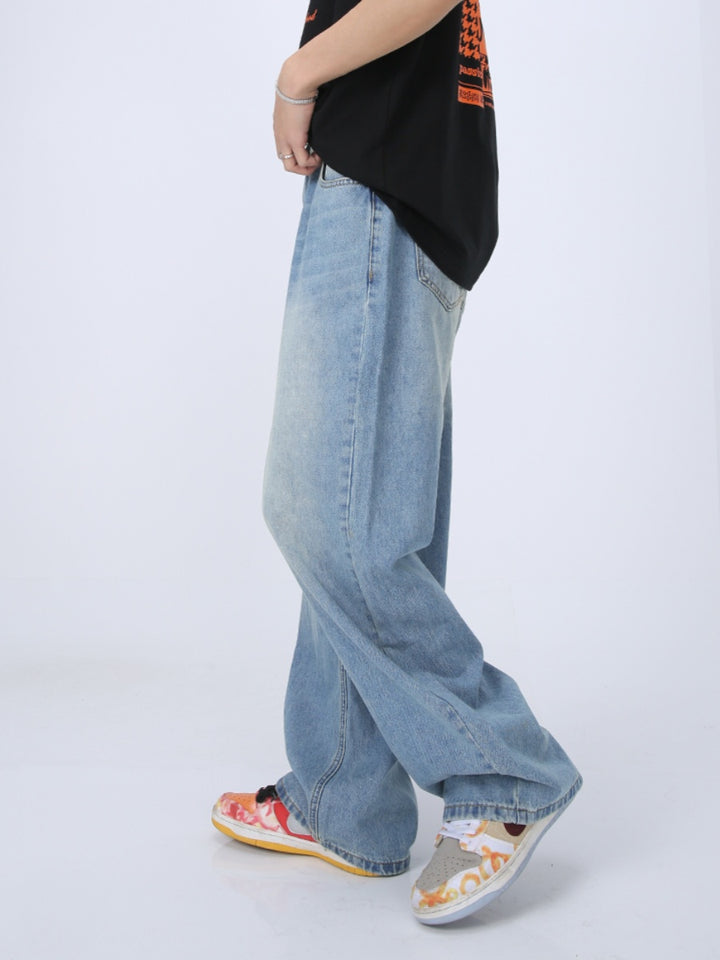 Jeans de pierna ancha sueltos y versátiles 