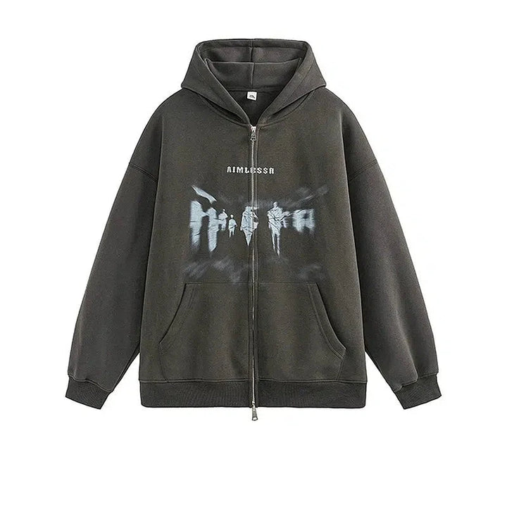 Graffiti Hooded Zip-Up Sweater