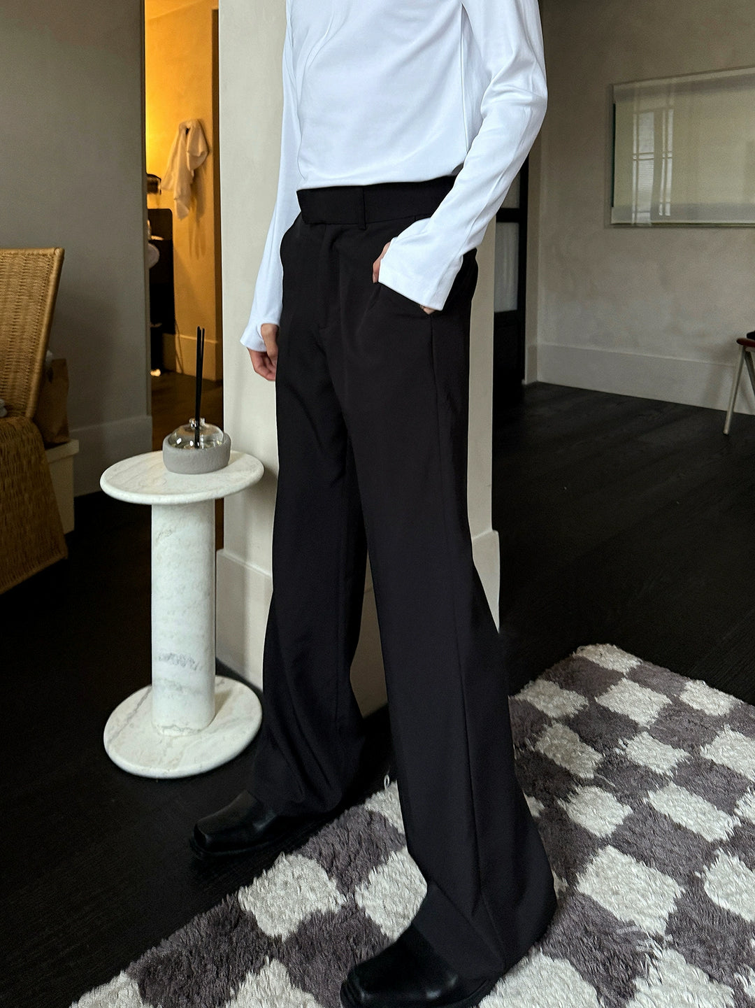 Straight High-Waist Loose Pants