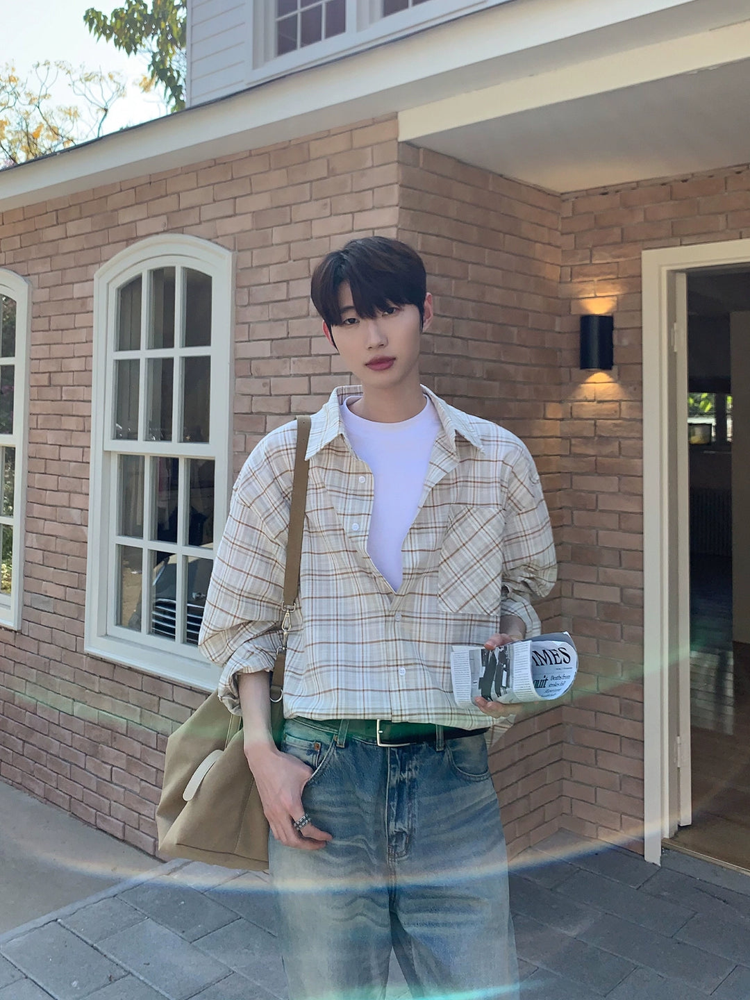 체크 Loose 긴팔 셔츠 재킷 