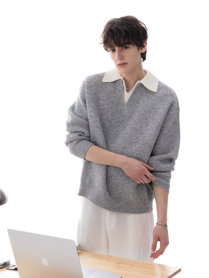 Alpaca Wool Lapel Knit Sweater