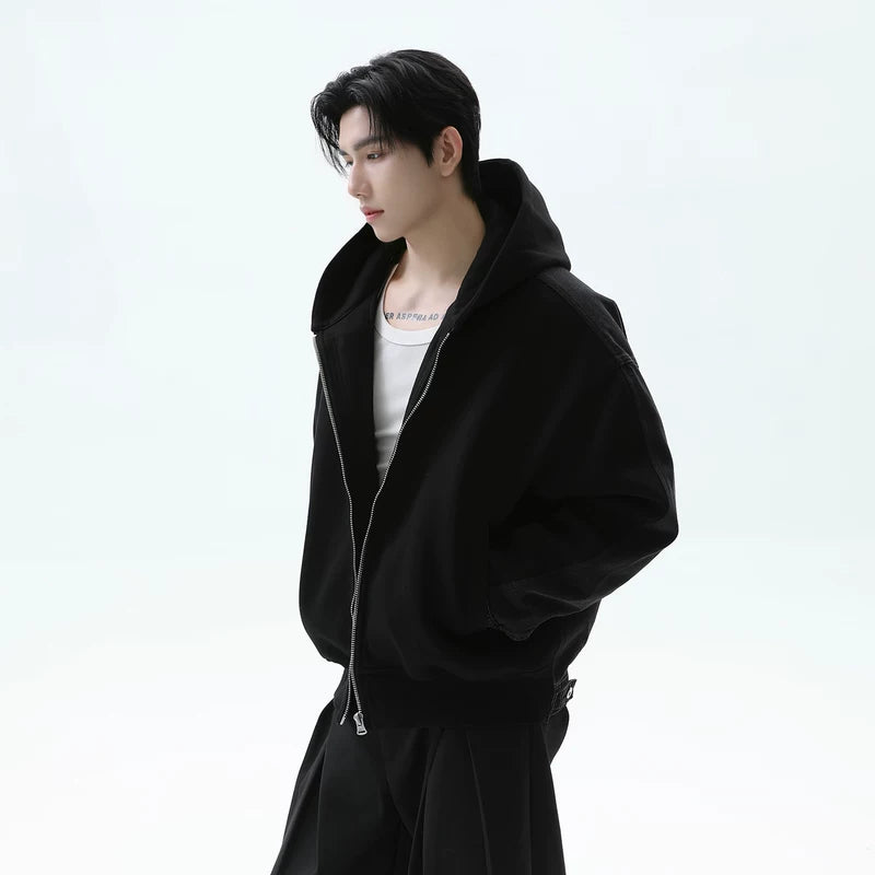 3D Denim Patchwork Hooded Down Jacket