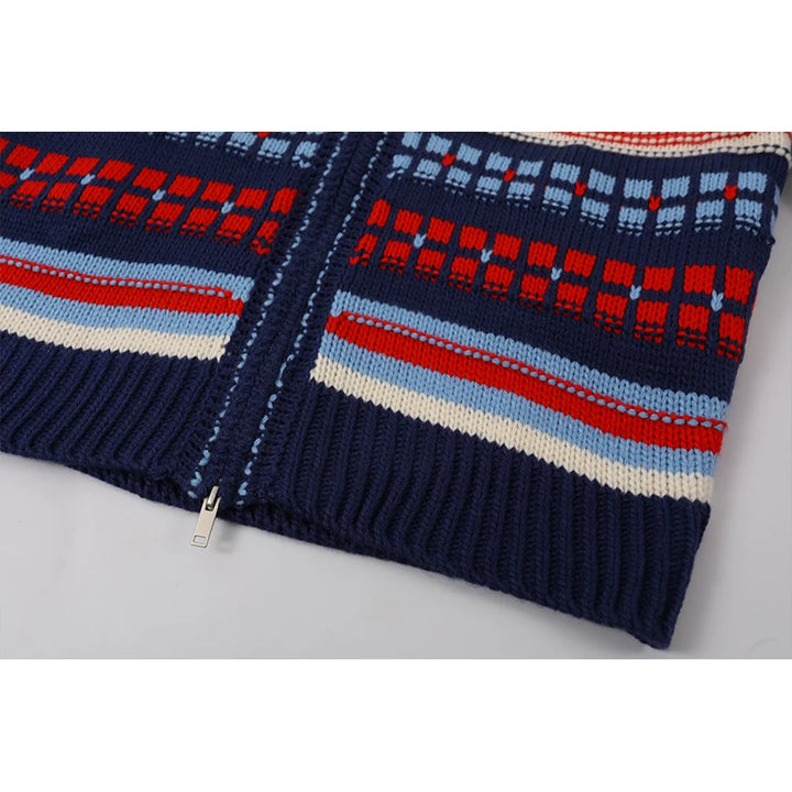 سترة كارديجان مزخرفة بسحاب وقبعة محبوكة 