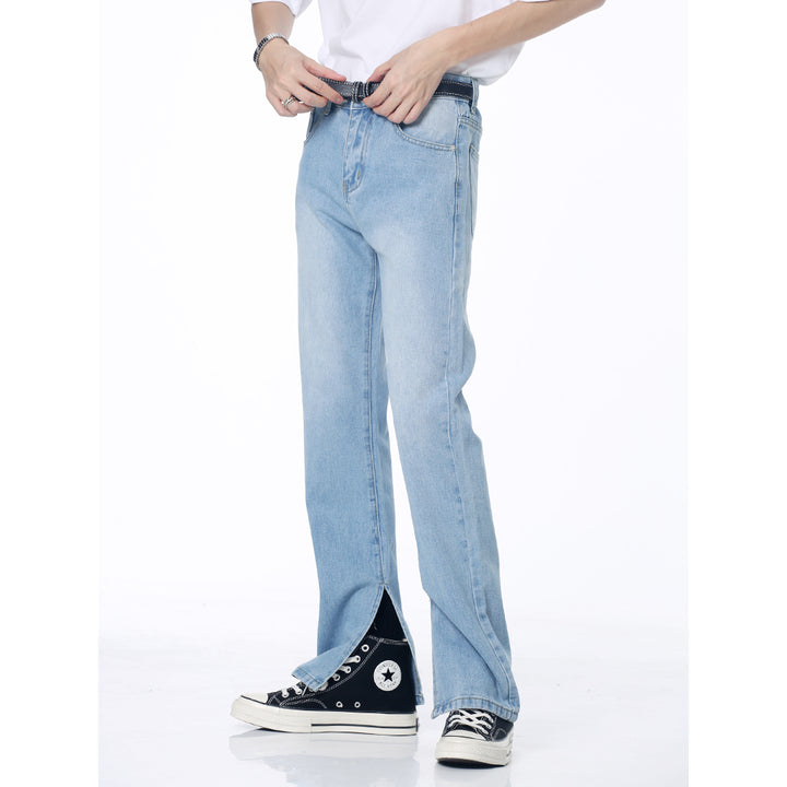 Jean droit taille mi-haute avec ourlet fendu 