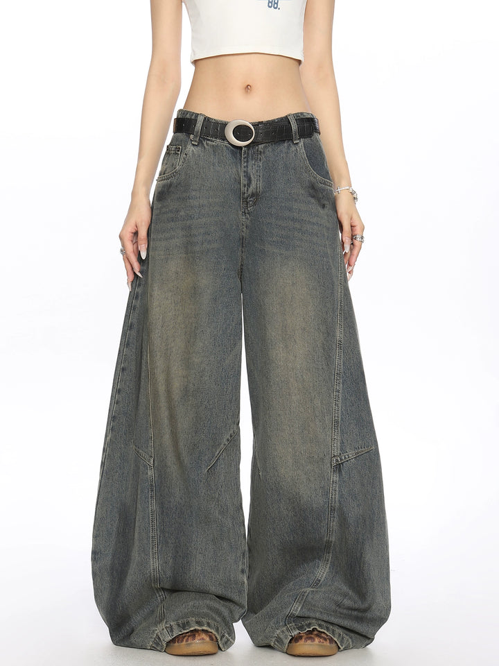 Retro slitna vida jeansbyxor 