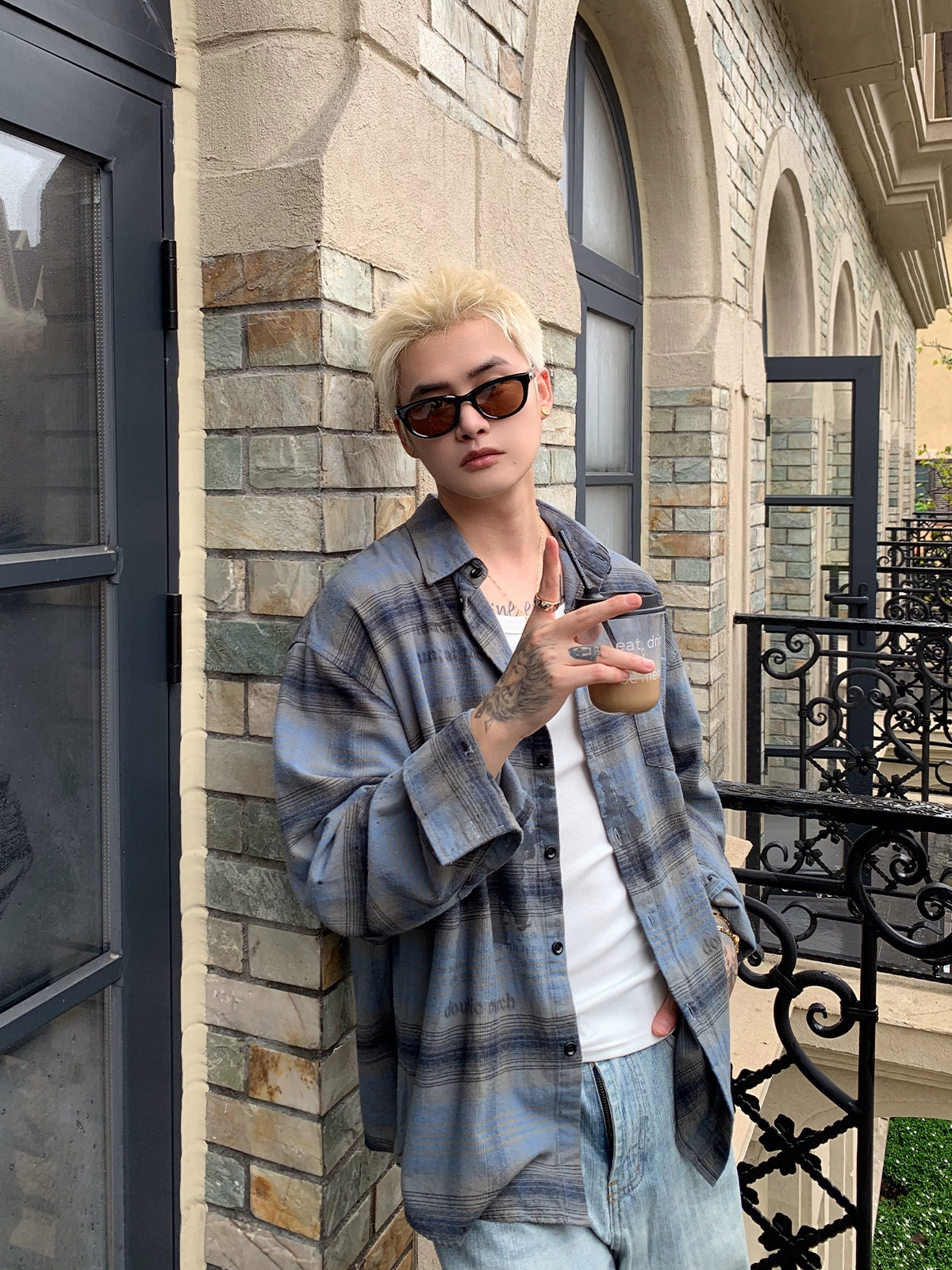 Saf Pamuk Retro Uzun Kollu Sokak Gömleği 