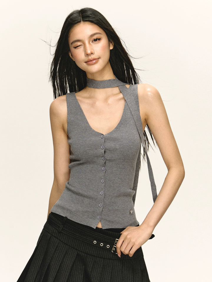Retro Slim Fit Button Camisole Top