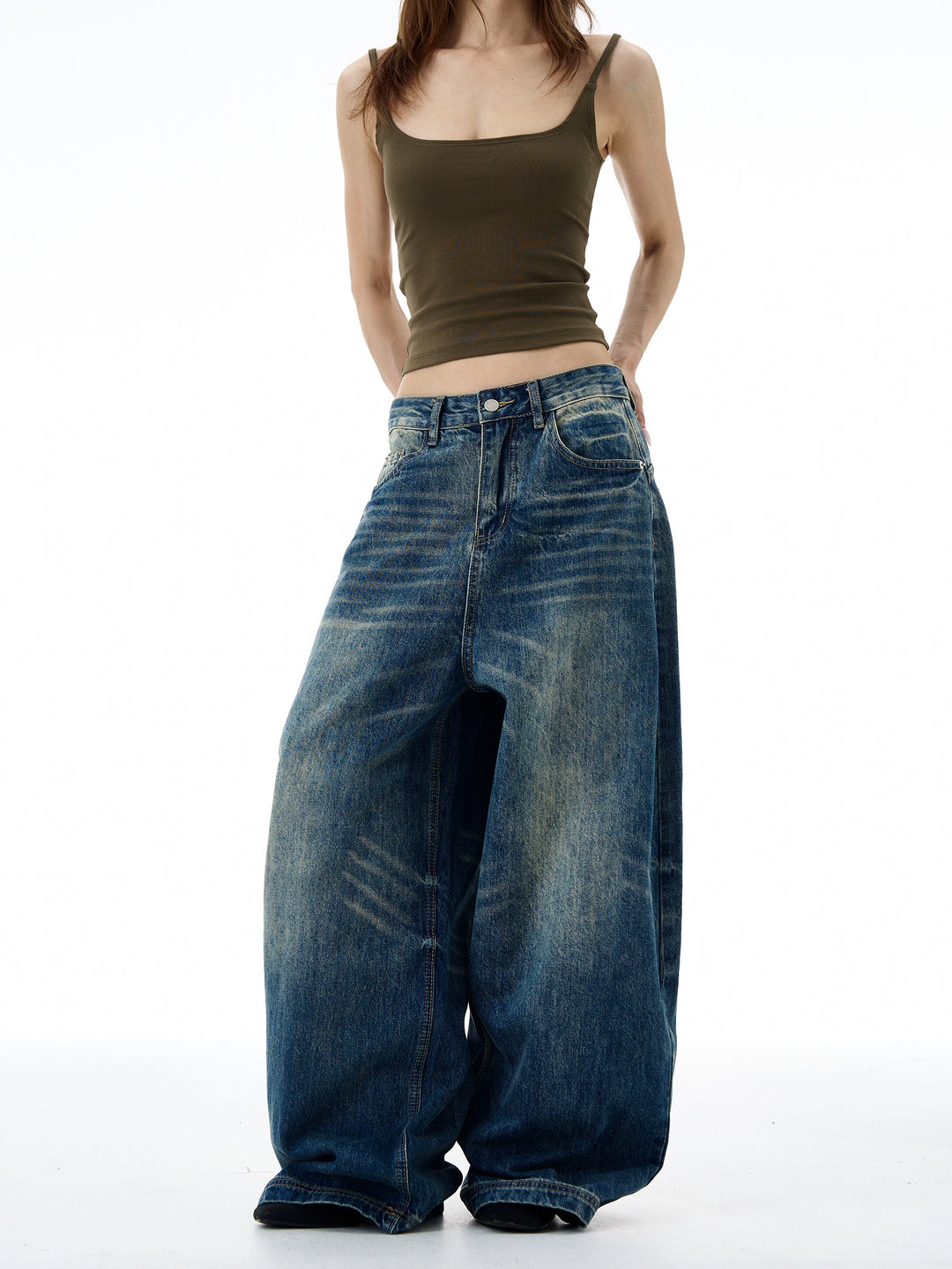 Jeans de pierna ancha retro de corte holgado 