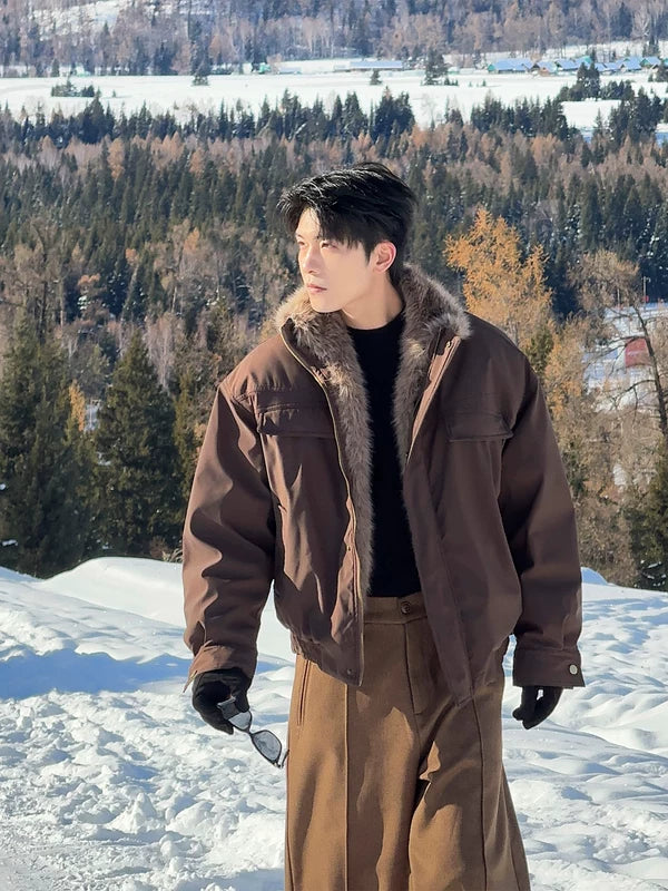 フェイクファー襟付きウィンターダウンジャケット 