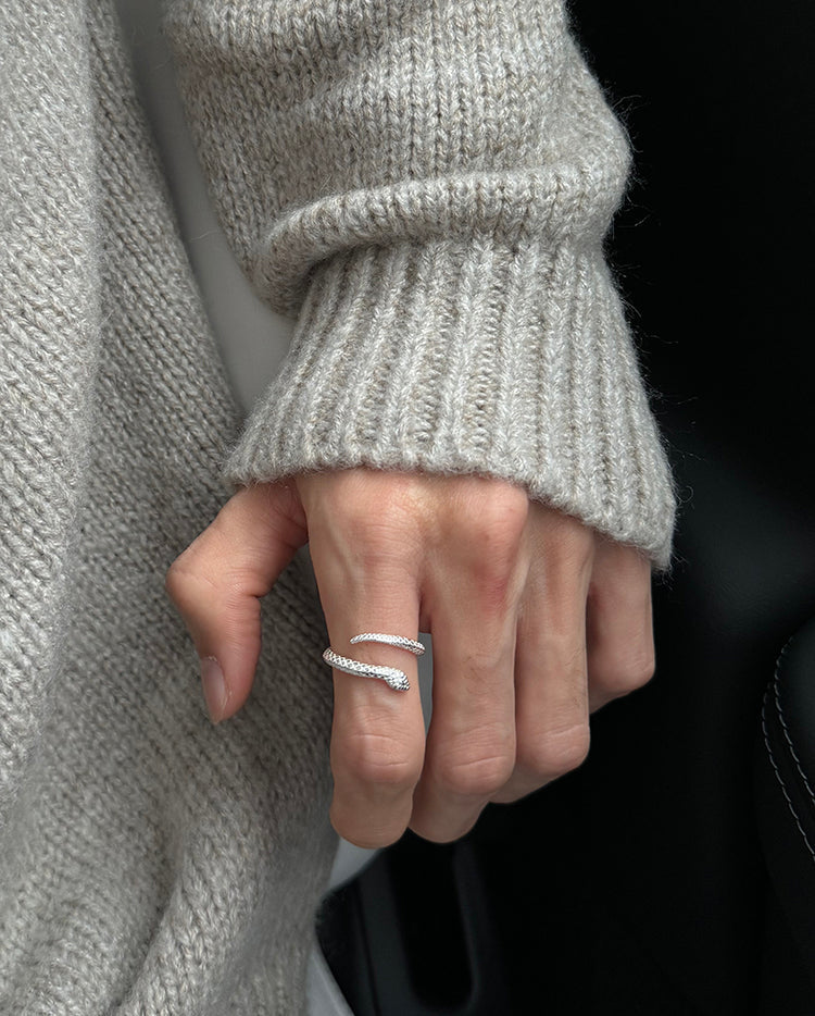 Pure Silver Snake Zodiac Adjustable Ring