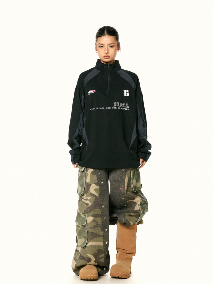 Stand Collar Long Sleeve Sports T-shirt